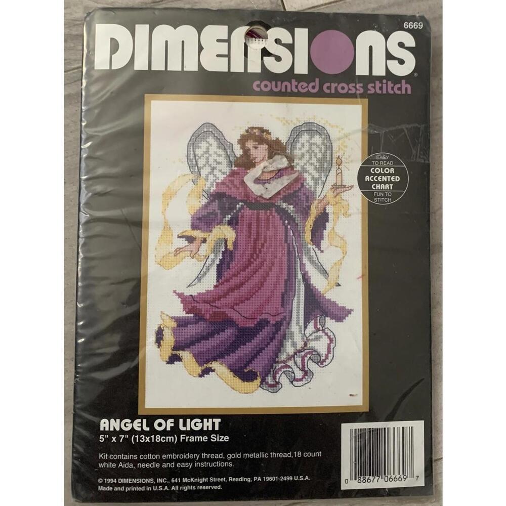 Dimensions Counted Cross Stitch Angel of Light 5x7 #6669 1994 Sealed